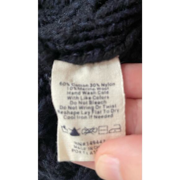The Normal Brand Cable Cardigan Sweater‎ Mens Size M Navy Aran Chunky Fisherman - Picture 10 of 13